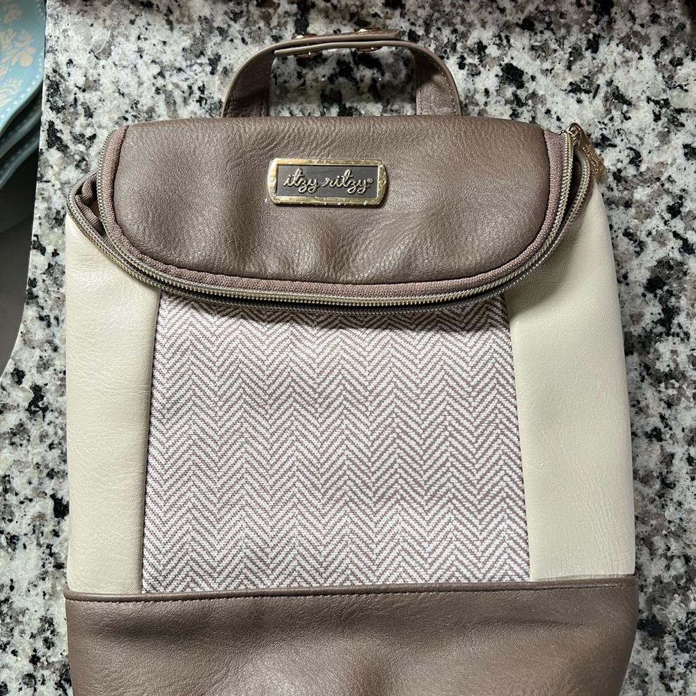 Itzy Ritzy Tan and Cream Backpack